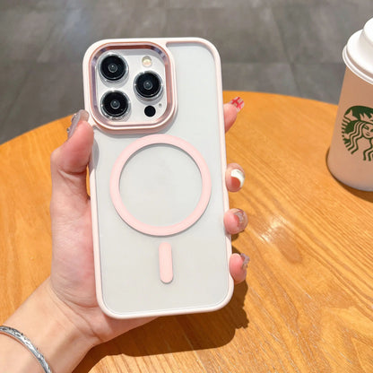 Electroplate Metal Buttons Slim Clear Shockproof Case for 11 12 13 14 15 Pro Max Magnetic Wireless Charging Business Design