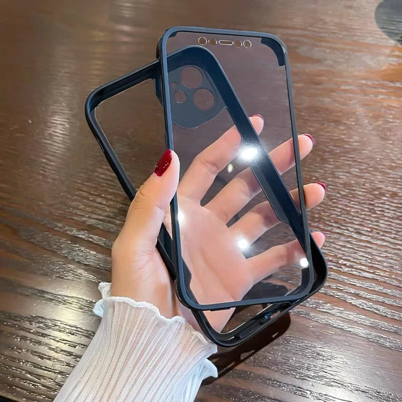 Luxury 360 Full Body Front+Back Clear Case For iPhone 17 16 15 14 13 11 12 Pro Max XS X 7 Plus Silicone Bumper Shockproof Cover