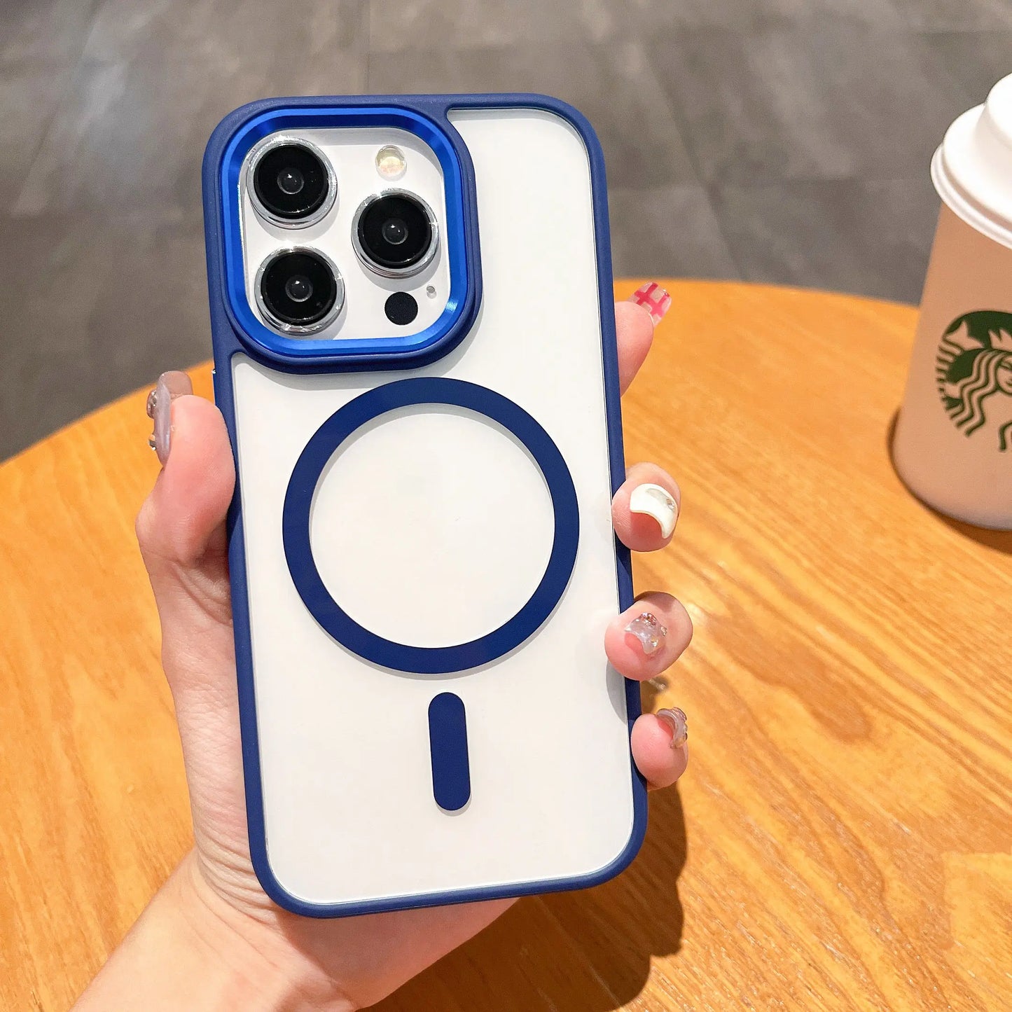 Electroplate Metal Buttons Slim Clear Shockproof Case for 11 12 13 14 15 Pro Max Magnetic Wireless Charging Business Design