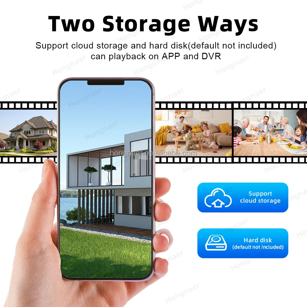 Hongnaer 2MP 8CH Home Security CCTV Camera Surveillance System With AHD TVI DVR One Way Audio for Indoor Outdoor Home and Shop
