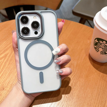 Electroplate Metal Buttons Slim Clear Shockproof Case for 11 12 13 14 15 Pro Max Magnetic Wireless Charging Business Design