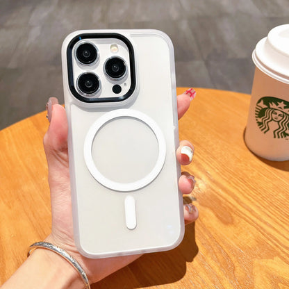 Electroplate Metal Buttons Slim Clear Shockproof Case for 11 12 13 14 15 Pro Max Magnetic Wireless Charging Business Design