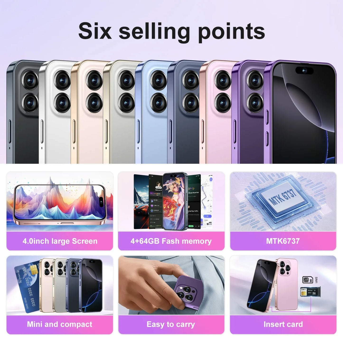 I16 Pro - a New 4-inch Full-screen Mini Smart Phone Suitable for Children and Students, Capable of Making Internet Calls.