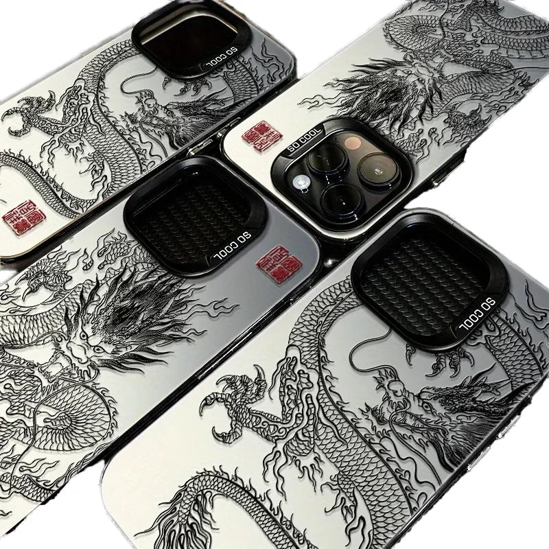 Men's Matte TPU+PC Animal Design UV Painting Phone Case with Holster for 11/12/13/14/15/16 Pro/Max Soft Shell