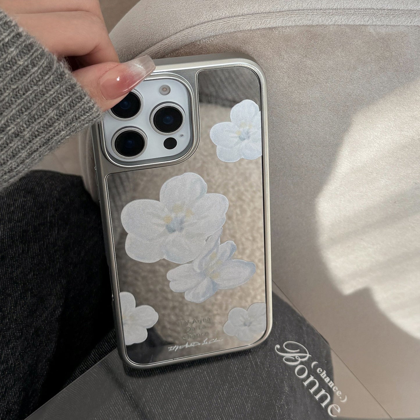 Gentle temperament applies to 16 Apple 15promax mobile phone case iphone17 mirror flower 13 Korean 15 electroplating
