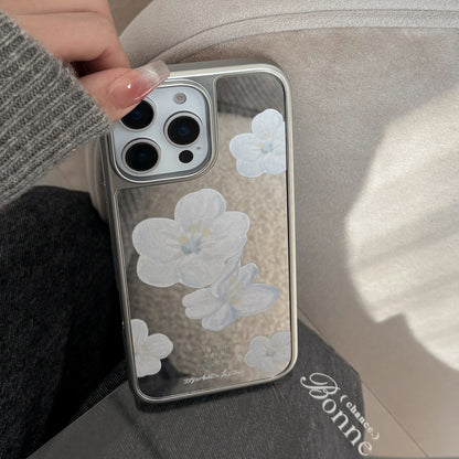 Gentle temperament applies to 16 Apple 15promax mobile phone case iphone17 mirror flower 13 Korean 15 electroplating