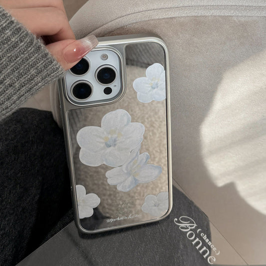 Gentle temperament applies to 16 Apple 15promax mobile phone case iphone17 mirror flower 13 Korean 15 electroplating