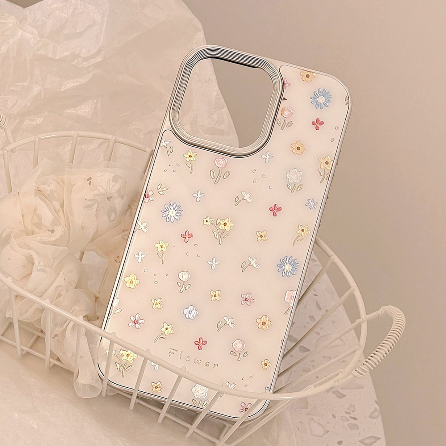 Gilt mobile phone case Apple 16 color small floral 17promax for iPhone14 anti-drop 11 glass 13 hard