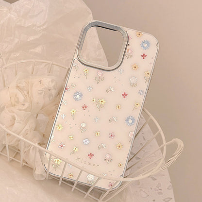 Gilt mobile phone case Apple 16 color small floral 17promax for iPhone14 anti-drop 11 glass 13 hard