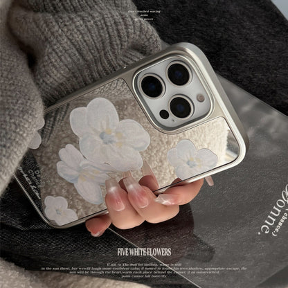 Gentle temperament applies to 16 Apple 15promax mobile phone case iphone17 mirror flower 13 Korean 15 electroplating