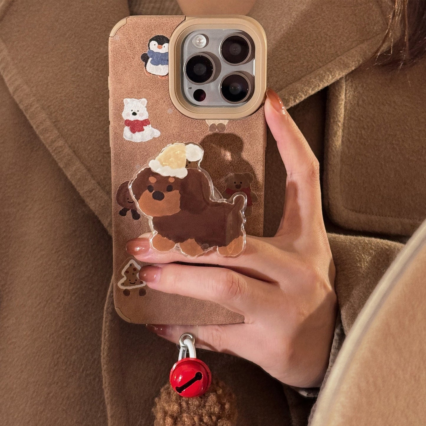 ins suede cartoon sausage for iphone16 iPhone case 17pro max bracket 14 plush rope 13