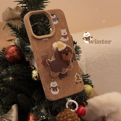 ins suede cartoon sausage for iphone16 iPhone case 17pro max bracket 14 plush rope 13