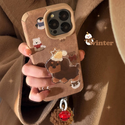 ins suede cartoon sausage for iphone16 iPhone case 17pro max bracket 14 plush rope 13