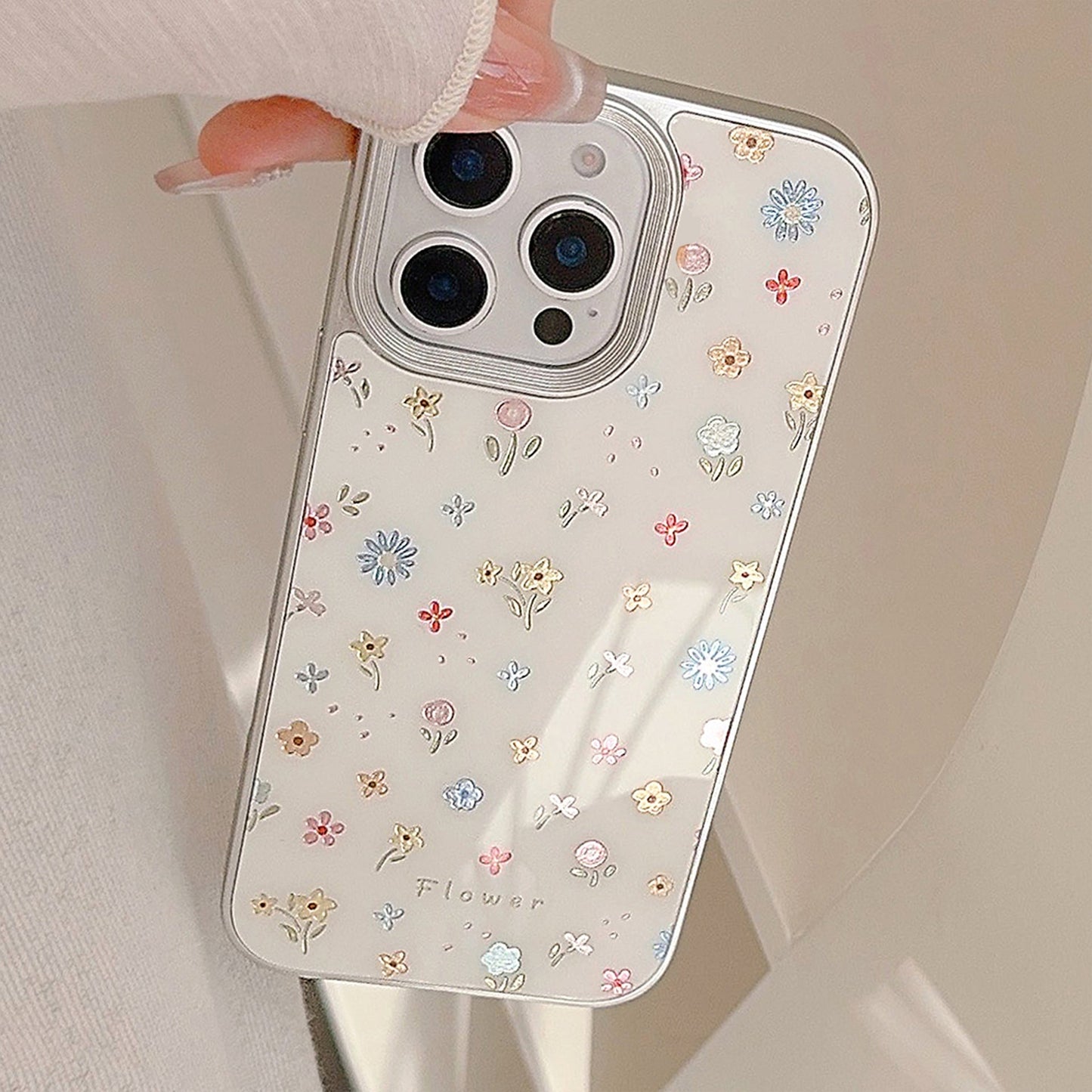 Gilt mobile phone case Apple 16 color small floral 17promax for iPhone14 anti-drop 11 glass 13 hard