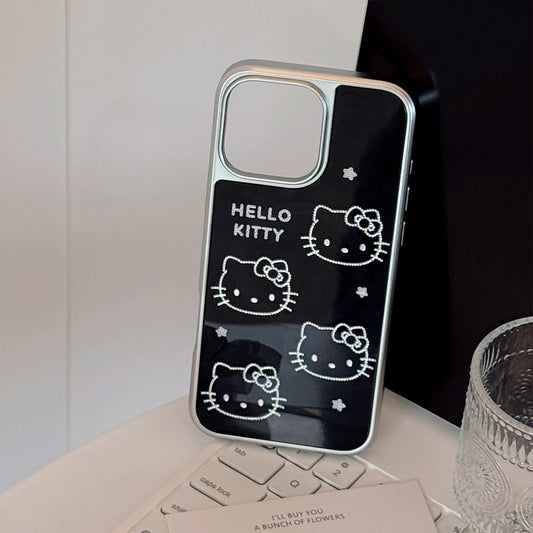 Gilt Apple 16promax mobile phone case flash diamond cat magnetic suction bracket iphone15 electroplating 17 Huawei application
