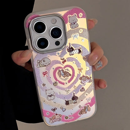 Gilt laser is suitable for iphone16 mobile phone case 17Promax Apple 15 anti-drop 14 color love cartoon 13 Korea