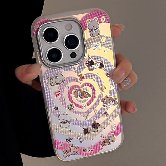 Gilt laser is suitable for iphone16 mobile phone case 17Promax Apple 15 anti-drop 14 color love cartoon 13 Korea