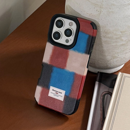 Personalized retro plaid splicing for iphone16promax iPhone 17 case 15 premium 14 leather 13