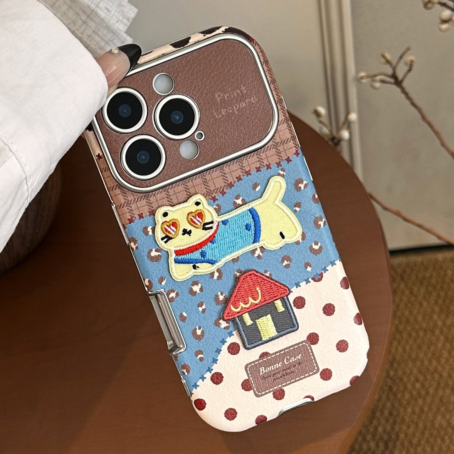 Leopard print cat is suitable for iphone17promax Apple 16 mobile phone case 15 anti-drop 17 leather retro cartoon 12