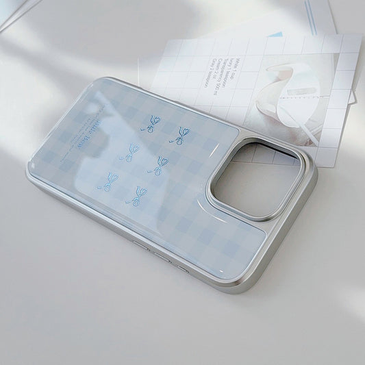 Gilt iphone16 mobile phone case 17pro max blue plaid 14 electroplating 13 Epoxy 15 for Apple/Huawei