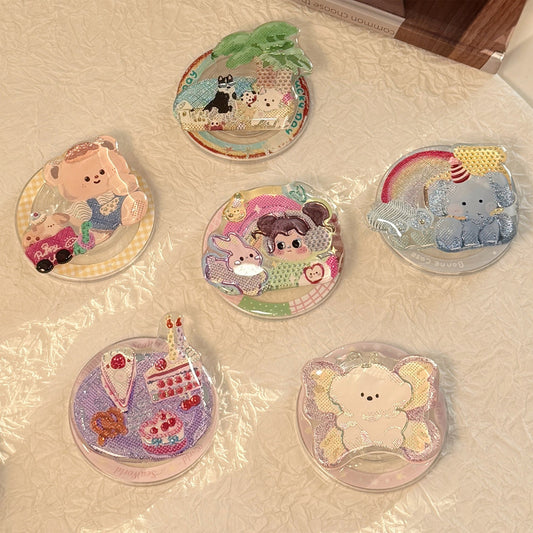 Gilt color illustration for Magsafe magnetic bracket personalized cartoon mobile phone airbag bracket telescopic portable