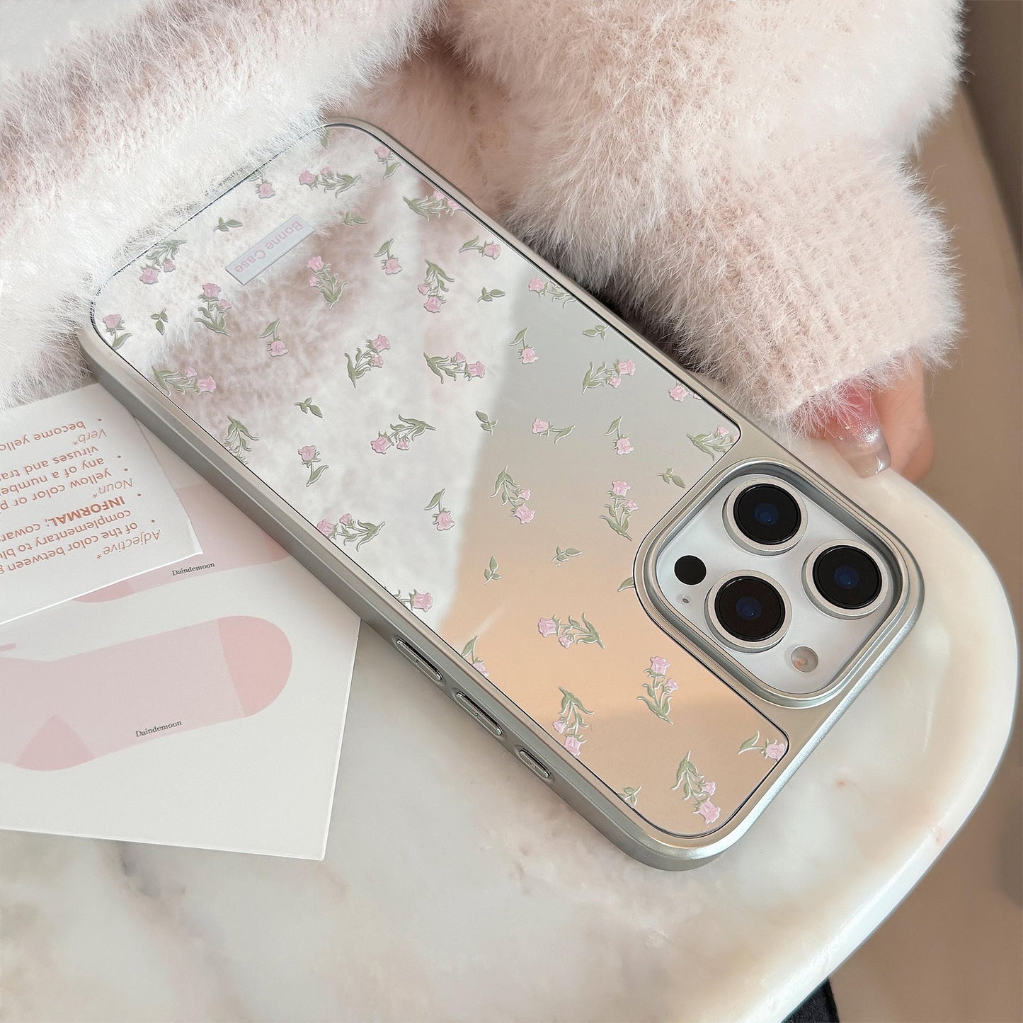 ins pink flower applies to 16 apple 15pro max mobile phone case iphone17 mirror 13 electroplating 15 gentle