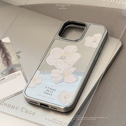 Gentle temperament applies to 16 Apple 15promax mobile phone case iphone17 mirror flower 13 Korean 15 electroplating