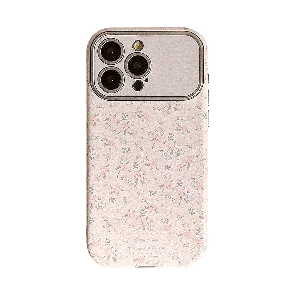 Sweet small floral application Apple 16 mobile phone case 15promax silver 17 leather iphone14 small fresh 12
