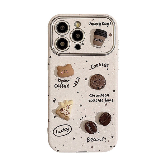 Ink splashing three-dimensional coffee bear is suitable for Apple 16ProMax mobile phone case iphone15 leather 17 generation 11 cute