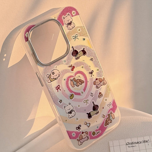 Gilt laser is suitable for iphone16 mobile phone case 17Promax Apple 15 anti-drop 14 color love cartoon 13 Korea