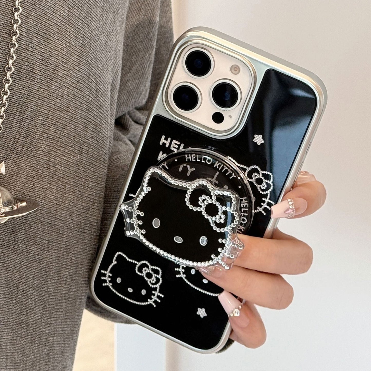 Gilt Apple 16promax mobile phone case flash diamond cat magnetic suction bracket iphone15 electroplating 17 Huawei application