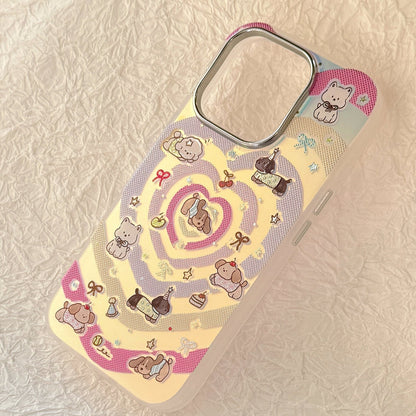 Gilt laser is suitable for iphone16 mobile phone case 17Promax Apple 15 anti-drop 14 color love cartoon 13 Korea