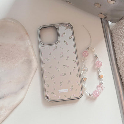 ins pink flower applies to 16 apple 15pro max mobile phone case iphone17 mirror 13 electroplating 15 gentle