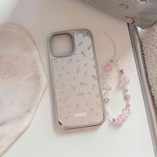 ins pink flower applies to 16 apple 15pro max mobile phone case iphone17 mirror 13 electroplating 15 gentle