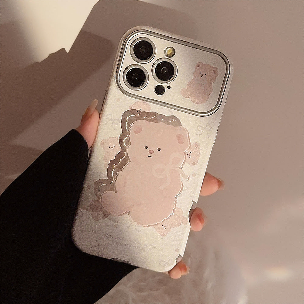 Korean bear holder iphone15 apple 16promax mobile phone case 17 suitable for ins super cute 11/12