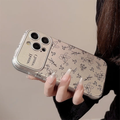 Sketch flower for iphone16 iPhone 15 mobile phone case 13promax silver leather 17 premium sense 12 Korean