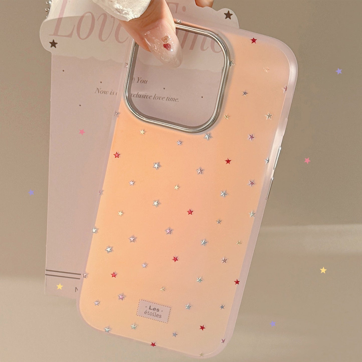 Gilt colored stars for iphone17Promax mobile phone case Apple 16 laser 13 anti-drop 14 fresh 15