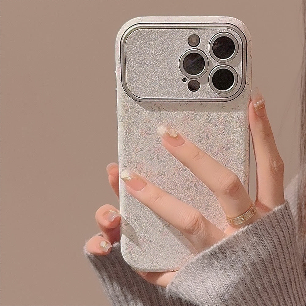 Sweet small floral application Apple 16 mobile phone case 15promax silver 17 leather iphone14 small fresh 12