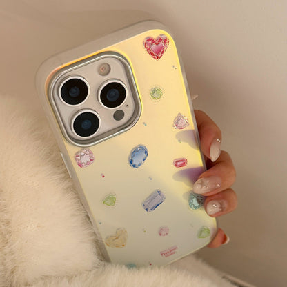 Gilt colored gemstones for iphone17Promax mobile phone case 16 electroplating 15 anti-drop hard 13 laser advanced