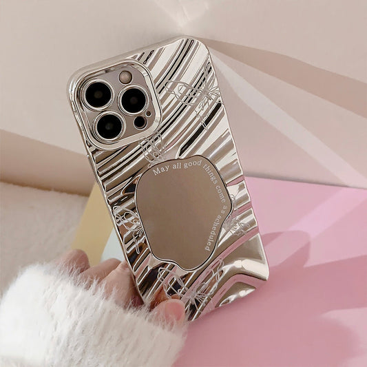 Butterfly mirror iPhone17 iPhone case electroplated silver 14promax premium sense 15 for 16 waves 11