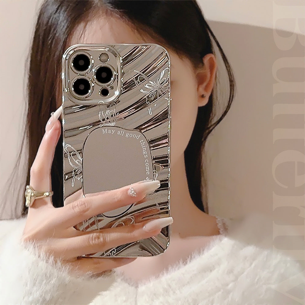 Butterfly mirror iPhone17 iPhone case electroplated silver 14promax premium sense 15 for 16 waves 11
