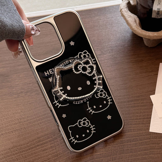 Gilt Apple 16promax mobile phone case flash diamond cat magnetic suction bracket iphone15 electroplating 17 Huawei application
