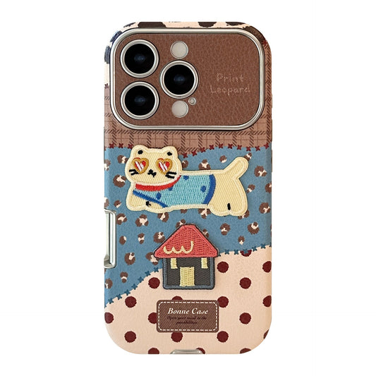 Leopard print cat is suitable for iphone17promax Apple 16 mobile phone case 15 anti-drop 17 leather retro cartoon 12
