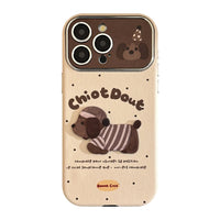 Autumn and winter couple puppy suitable for 16promax iPhone case iphone15 three-dimensional cartoon 14 leather case 17