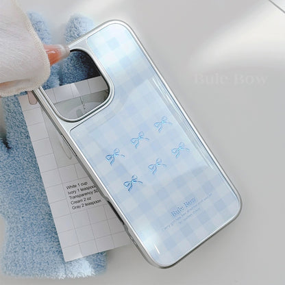 Gilt iphone16 mobile phone case 17pro max blue plaid 14 electroplating 13 Epoxy 15 for Apple/Huawei