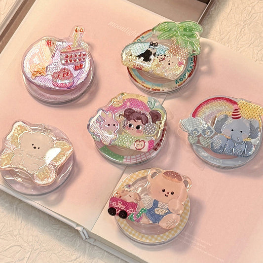 Gilt color illustration for Magsafe magnetic bracket personalized cartoon mobile phone airbag bracket telescopic portable