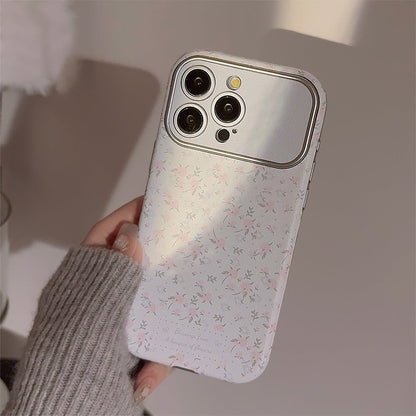 Sweet small floral application Apple 16 mobile phone case 15promax silver 17 leather iphone14 small fresh 12