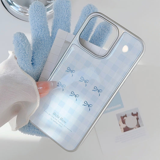 Gilt iphone16 mobile phone case 17pro max blue plaid 14 electroplating 13 Epoxy 15 for Apple/Huawei