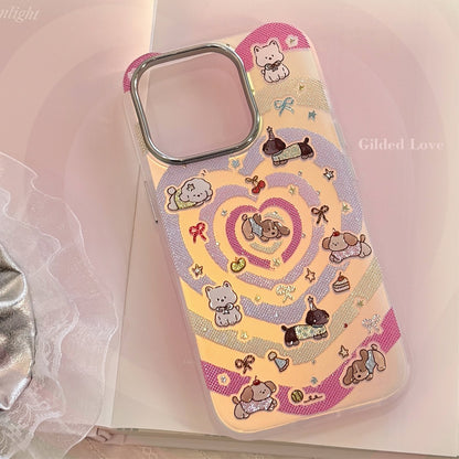 Gilt laser is suitable for iphone16 mobile phone case 17Promax Apple 15 anti-drop 14 color love cartoon 13 Korea