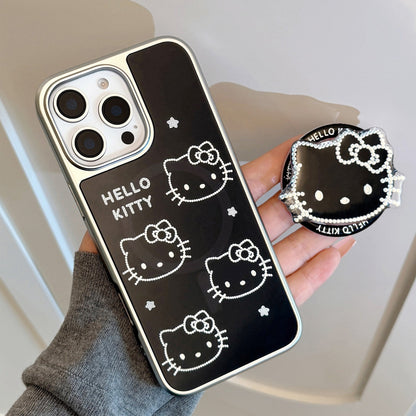 Gilt Apple 16promax mobile phone case flash diamond cat magnetic suction bracket iphone15 electroplating 17 Huawei application